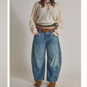 Free People We The Free Good Luck Mid-Rise Barrel Jeans  sz 33